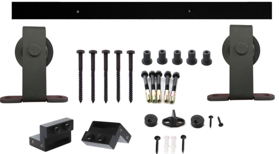 Schuifdeur Systeem 2 Meter Hangrollen Recht Staal Mat Zwart