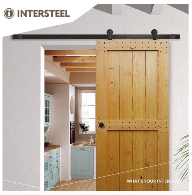 Intersteel Schuifdeur Systeem 2 meter hangrollen recht staal mat zwart - Afbeelding 2