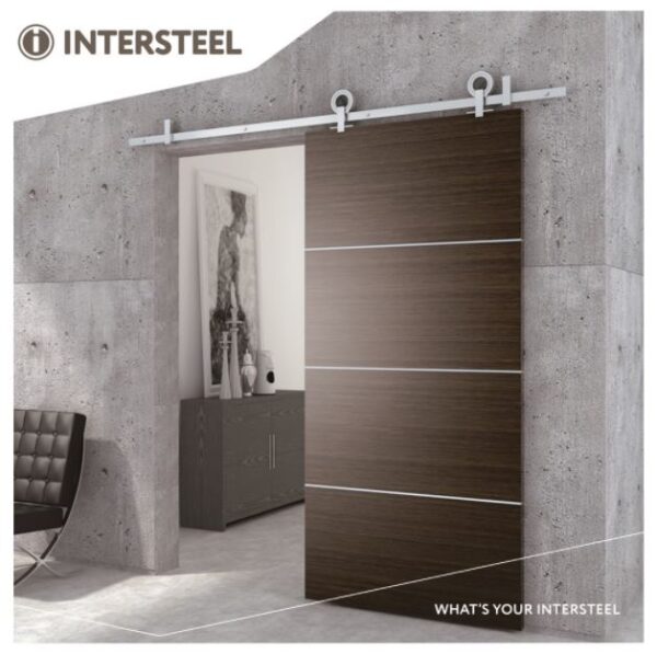 Intersteel Schuifdeur Systeem 2 meter hangrollen met open wiel 155 mm rvs - Afbeelding 2