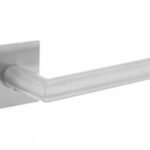 Deurkruk Hoek 90° geveerd op Vierkante magneet rozet RVS