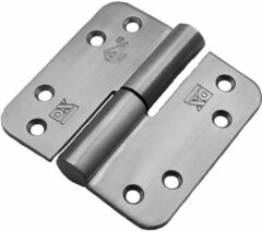 SKG3 Kogelstift paumelle Ronde hoek 89x89 mm Rechts RVS