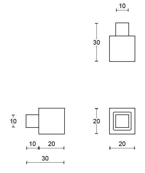 Meubelknop SQUARE JB20M mat zwart 20 mm - Afbeelding 2