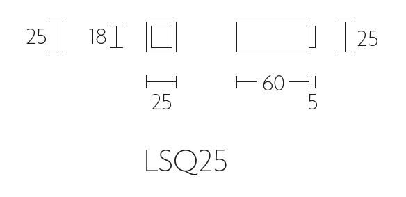 Deurstop SQUARE LSQ25 60MM mat zwart - Afbeelding 2