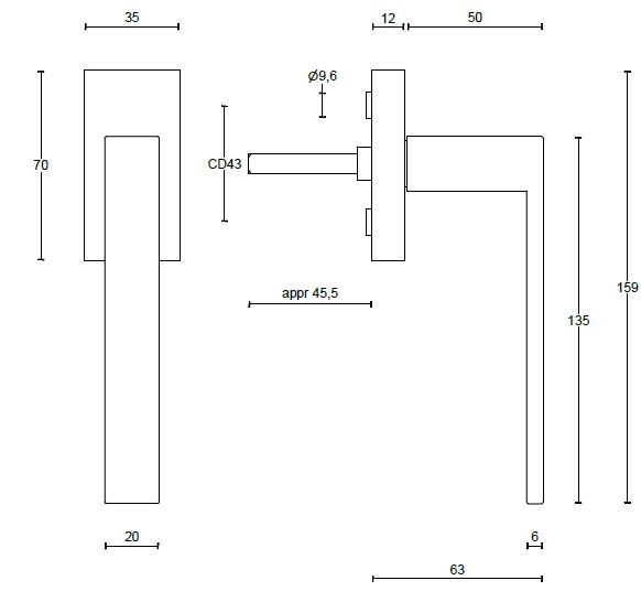 Draaikiepgarnituur SQUARE LSQIIDK links mat zwart - Afbeelding 2
