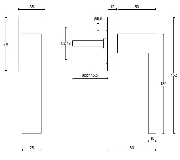 Draaikiepgarnituur SQUARE LSQIVDK links mat zwart - Afbeelding 2