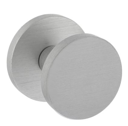 Intersteel voordeurknop plat Ø55 mm op ronde achterplaat aluminium F1