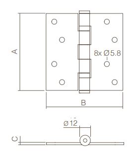 Kogellagerscharnier Recht 89x89x2,5 rvs - Afbeelding 2