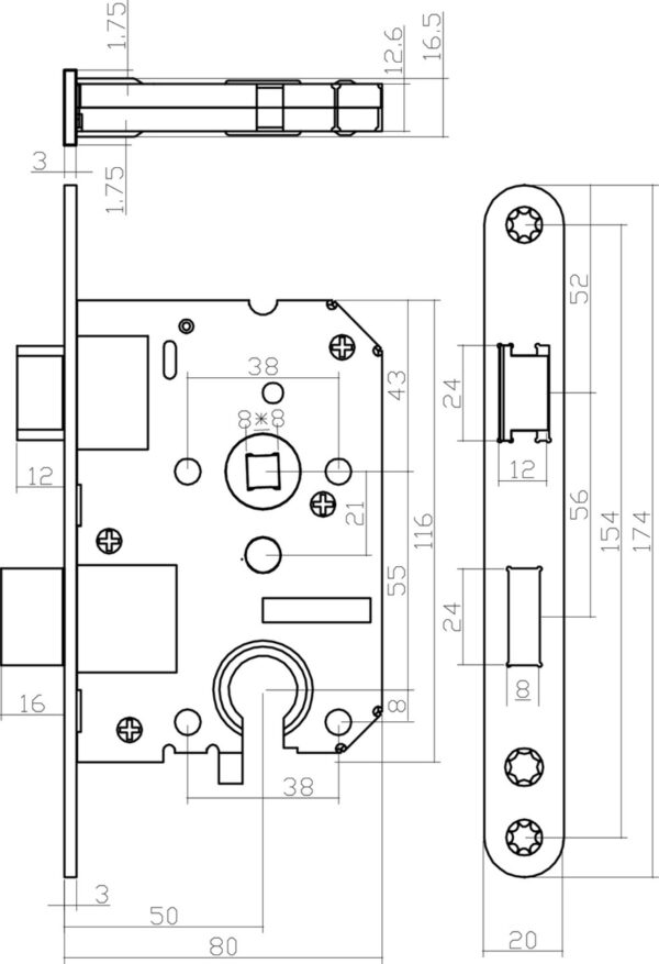 Intersteel cilinder PC55 dag en nachtslot met witte voorplaat 20x175 mm - Afbeelding 2