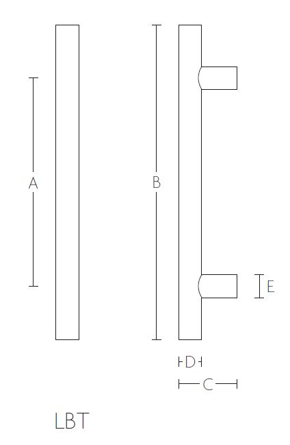 Deurgreep BASICS LBT PS 500 mm mat zwart - Afbeelding 2