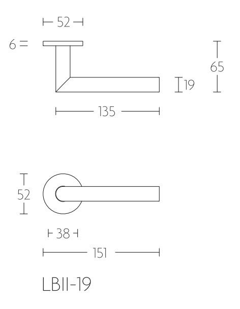 Enkele deurklink BASICS LBII-19-ZR zonder rozet mat rvs - Afbeelding 2