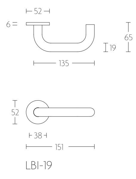 Enkele deurklink BASICS LBI-19-ZR zonder rozet mat rvs - Afbeelding 2