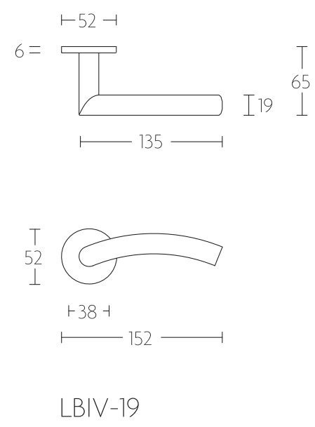 Enkele deurklink links BASICS LBIV-19-ZR zonder rozet mat rvs - Afbeelding 2