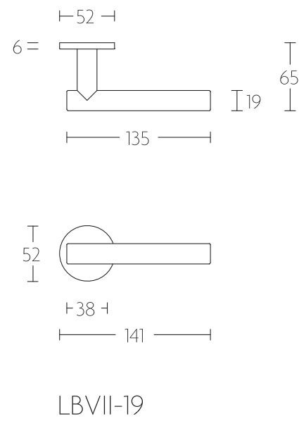 Enkele deurklink BASICS LBVII-19-ZR zonder rozet mat rvs - Afbeelding 2