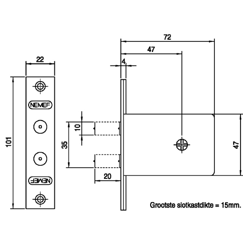 Set van 2 Nemef Veiligheidsbijzetsloten 1008 Stersleutel - Afbeelding 2