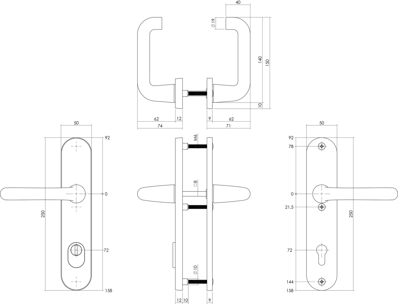 Intersteel veiligheidsbeslag PC72 met kerntrek beveiliging kruk/kruk SKG3 aluminium F1 - Afbeelding 2