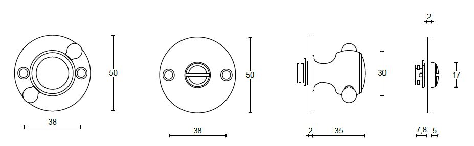 Toiletgarnituur BOSCO LZWC50B messing ongelakt - Afbeelding 2