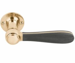 Deurkruk BOSCO LZ100 op rozet Messing Ongelakt/Zwart