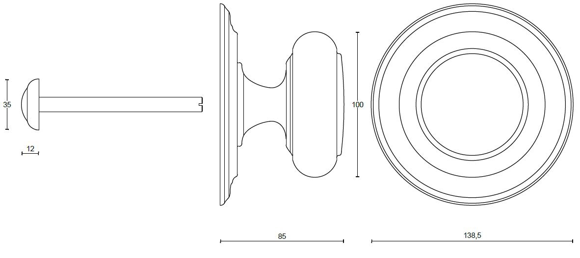 Voordeurknop BOSCO LZ201V Vast op rozet messing ongelakt - Afbeelding 2
