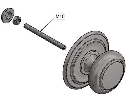 Voordeurknop BOSCO LZ201V Vast op rozet messing ongelakt - Afbeelding 3