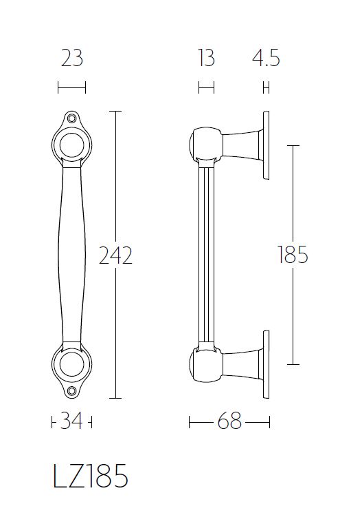 Deurgreep BOSCO LZ185 mat rvs/mat zwart - Afbeelding 2