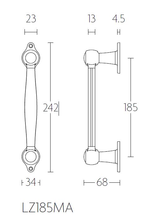 Deurgreep BOSCO LZ185 gepolijst rvs/marmer - Afbeelding 2