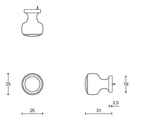 Meubelknop BOSCO LZ25M messing ongelakt - Afbeelding 2