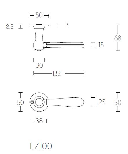 Enkele deurklink BOSCO LZ100-ZR-D zonder rozet mat rvs/marmer - Afbeelding 2