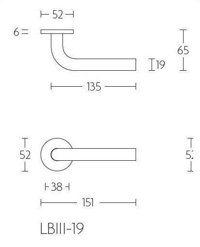Enkele deurklink links BASICS LBIII-19 op ronde rozet PVD gunmetal - Afbeelding 2