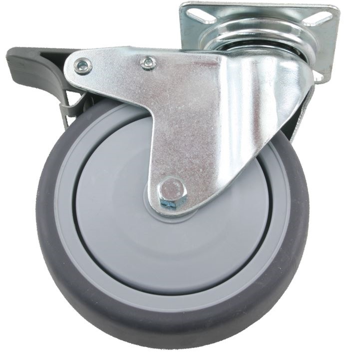 Zwenkwiel met rem en bevestigingsplaat 50 mm