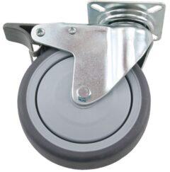 Zwenkwiel met rem en bevestigingsplaat 100 mm