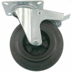 Transport Zwenkwiel met rem en bevestigingsplaat 80 mm