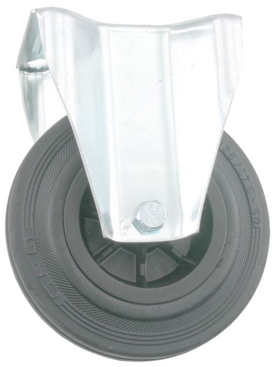 Transport Bokwiel met bevestigingsplaat 125 mm