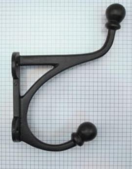 Kapstokhaak dubbel ijzer zwart 170 mm