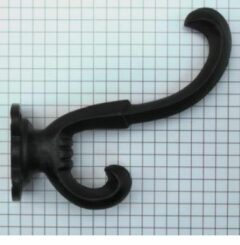 Kapstokhaak ijzer zwart 90 mm