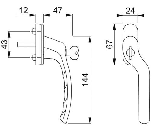 Hoppe Verkropte Raamsluiting rechts aluminium F1 - Afbeelding 2