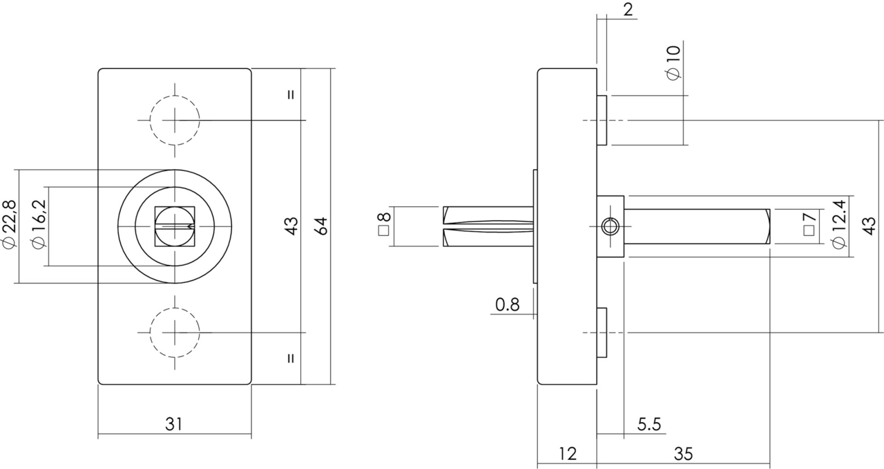 Intersteel raamkruk basisplaat rechthoekig hals Ø16mm rvs/mat zwart - Afbeelding 2
