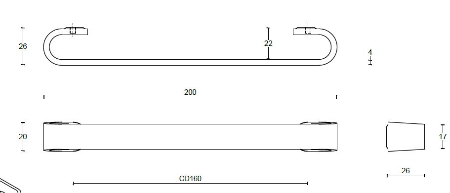 Meubelgreep FOLD TB20/160 mat rvs - Afbeelding 2
