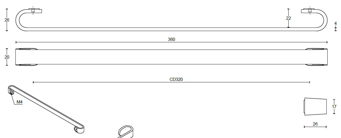 Meubelgreep FOLD TB20/320 mat rvs - Afbeelding 2