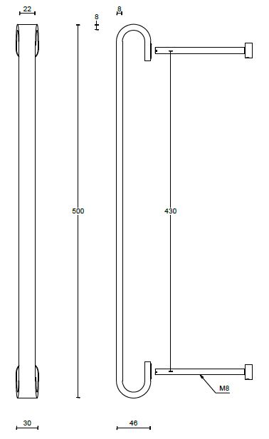 Deurgreep FOLD TB500PS mat rvs - Afbeelding 2
