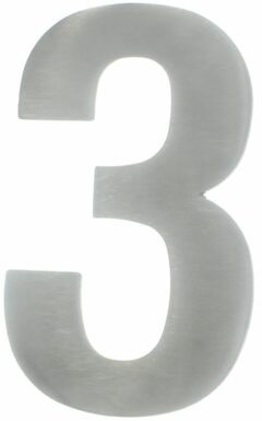 Huisnummer 3 130 mm RVS