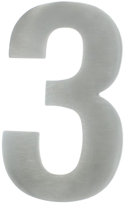 Huisnummer 3 130 mm RVS