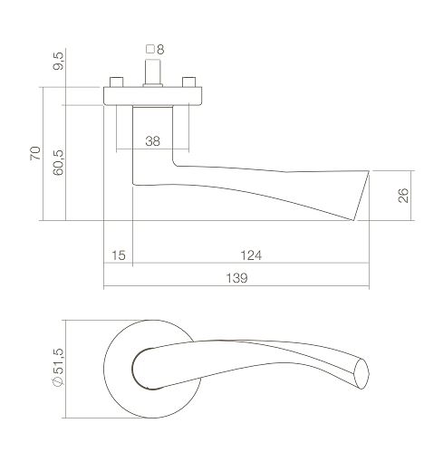 Intersteel deurklink Vlinder op rozet messing gelakt - Afbeelding 2