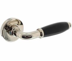 Deurkruk Courgette Op Ronde Rozet Nikkel/Zwart