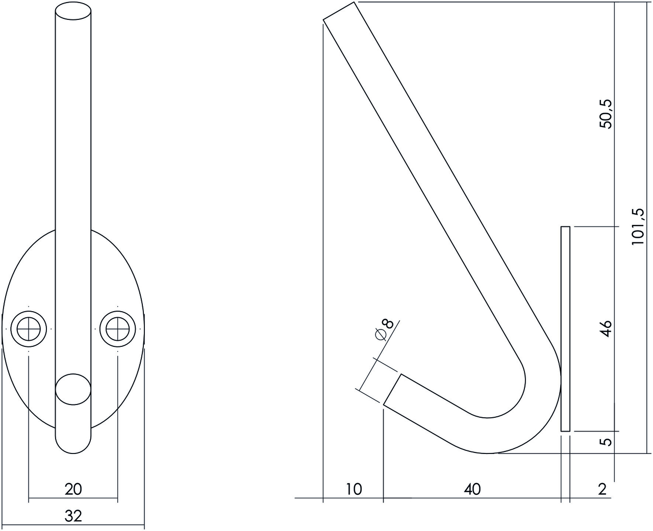 Intersteel Hoed/Jashaak ovaal rvs - Afbeelding 2