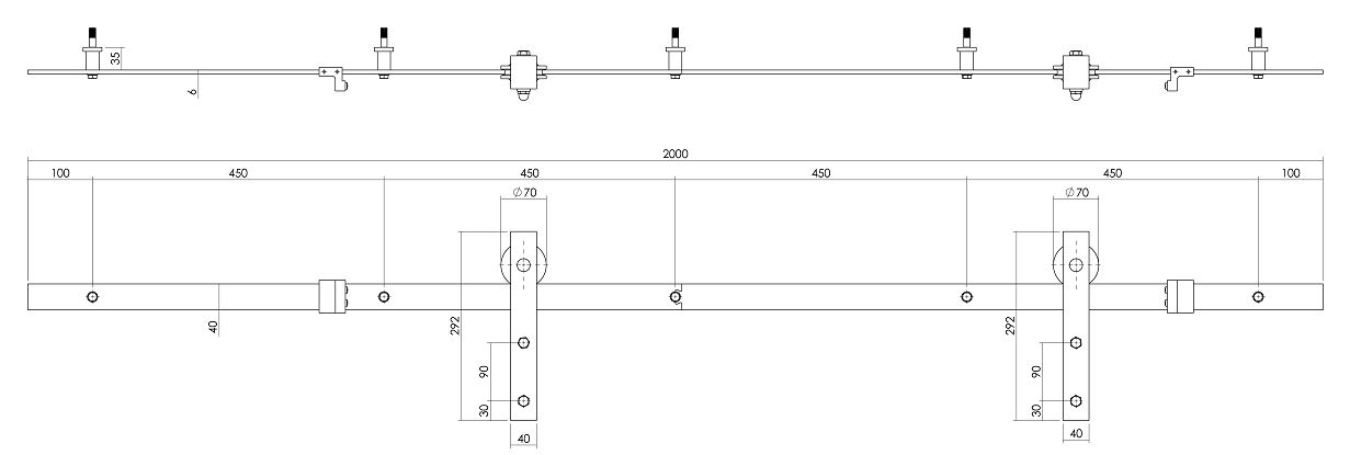 Starx Schuifdeur Systeem Retro mat zwart 2 Meter - Afbeelding 2