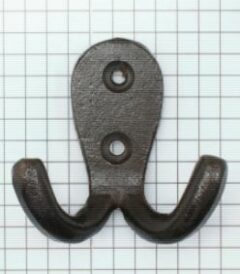 Kapstokhaak klein dubbel ijzer blank gelakt