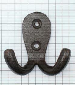 Kapstokhaak klein dubbel ijzer blank gelakt