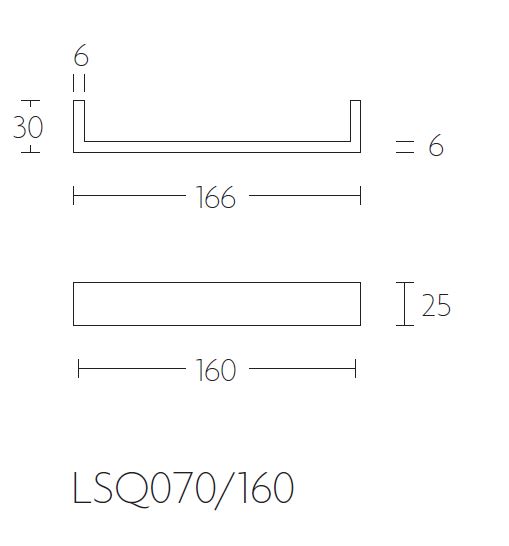 Meubelgreep SQUARE LSQ70/160 mat zwart 160 mm - Afbeelding 2