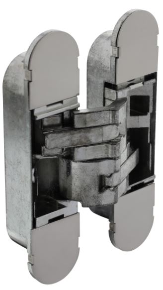 Scharnier Zamak 130x30 mm Binnenwerk Verzinkt - Vernikkelde Afdekkappen