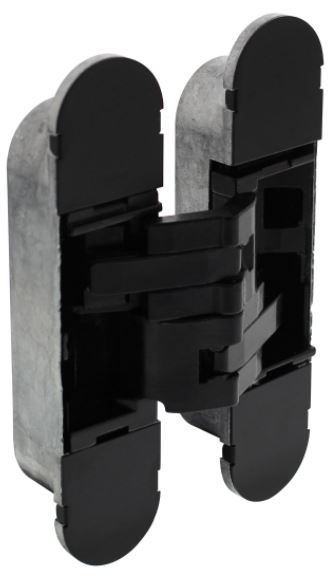 Scharnier Zamak 130x30 mm Binnenwerk Zwart - Zwarte Afdekkappen